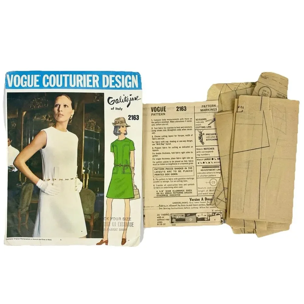 1960s Vogue Couturier Design 2163 Galitzine Italy Mod Dress Size 10